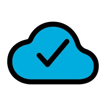 Cloud done icon line isolated on white background. Black flat thin icon on .. イラスト素材