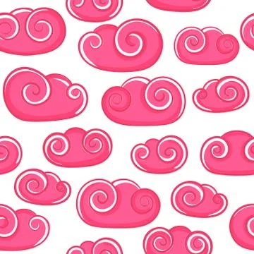 Cloud doodle hand drawn vector seamless pattern 스톡 일러스트