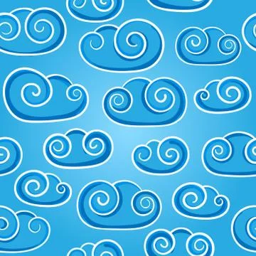 Cloud doodle hand drawn vector seamless pattern Stockillustratie