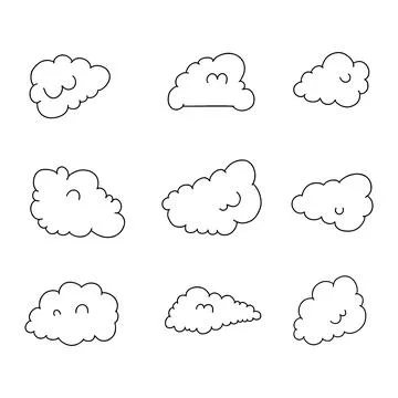 Cloud doodle line vector illustration Stock Illustration