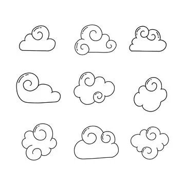 Cloud doodle line vector illustration Stock Illustration