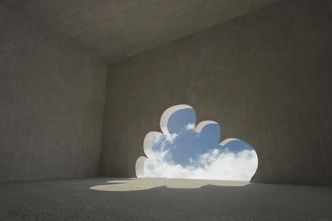Cloud door in dark room Stockillustratie