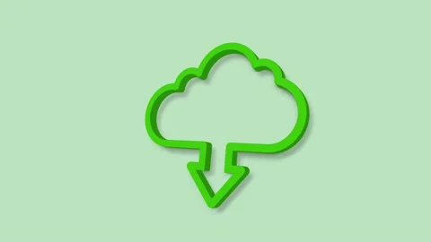 Cloud download 3d icon isolated on green background. Stock Footage 156897660