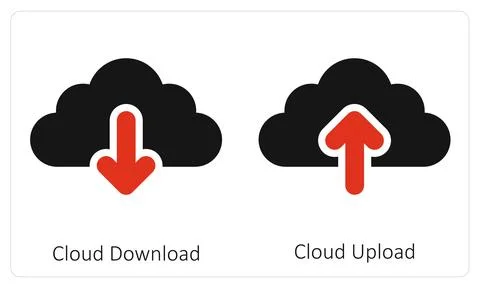 Cloud Download and Cloud Upload Stock Illustration