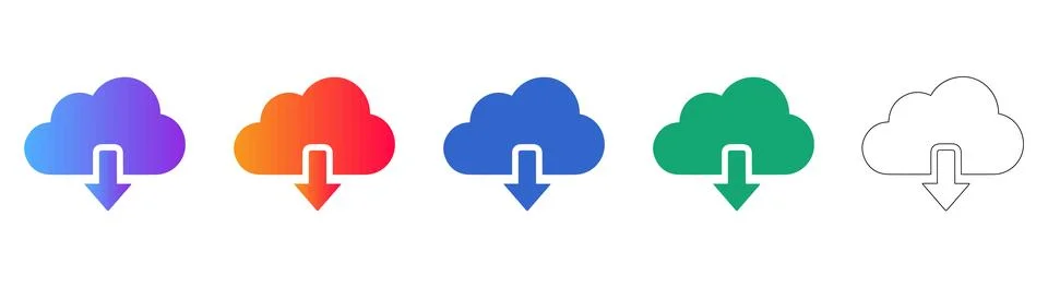 Cloud Download and Data Storage Icons Stock Illustration