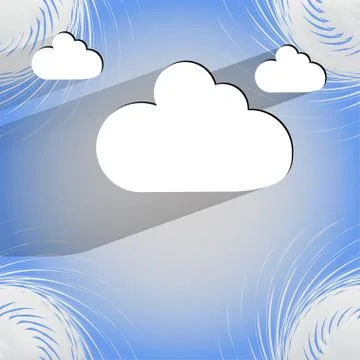 Cloud download application web icon on a flat geometric abstract background Stock Illustration