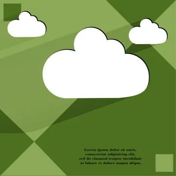 Cloud download application web icon on a flat geometric abstract background Stock Illustration