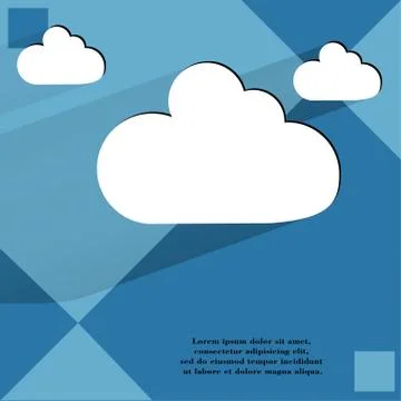 Cloud download application web icon on a flat geometric abstract background Stock Illustration