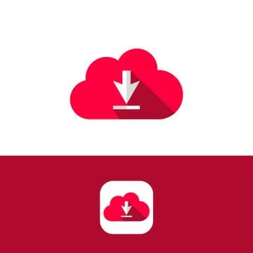 Cloud with Download Arrow Icon Vector Logo Template Stock Illustration