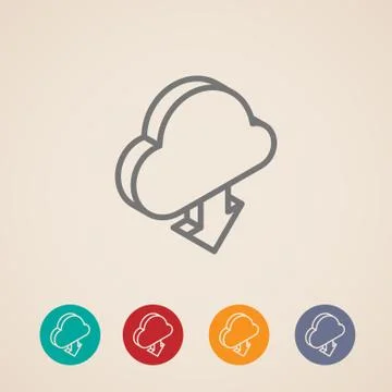 Cloud with download arrow. isometric vector icons Illustrazione stock