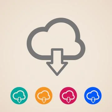 Cloud with download arrow. vector icons Stock Illustration