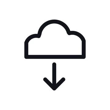 Cloud Download Black White Line Icon Editable Stroke Vector Symbol Stock Illustration