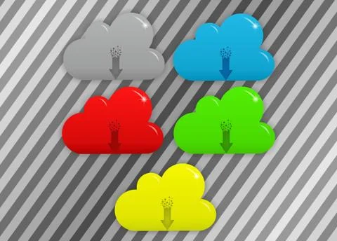 Cloud download button/icon set Ilustración de archivo