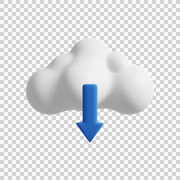 Cloud download concept. 3D Render. Illustrazione stock