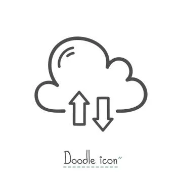 Cloud download Doodle Illustrazione stock