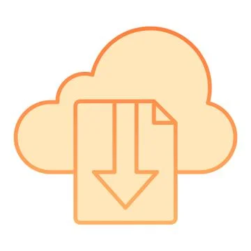 Cloud download file flat icon. File on cloud storage vector illustration Stock Illustration