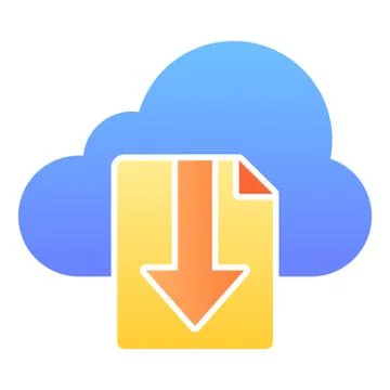 Cloud download file flat icon. File on cloud storage vector illustration Stock Illustration