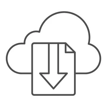 Cloud download file thin line icon. File on cloud storage vector illustration Stock Illustration