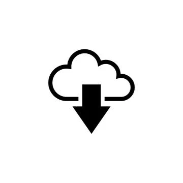 Cloud Download Flat Vector Icon Stock Illustration