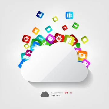 Cloud download icon. Application button. Stock Illustration