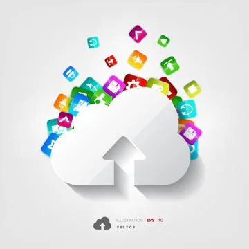 Cloud download icon. Application button. Stock Illustration