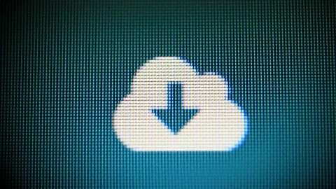Cloud download icon on computer display Cloud server communication data transfer Vidéo 111665124