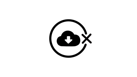 Cloud download icon with cross mark in circle motion graphic animation on w.. Stock Footage 346497802