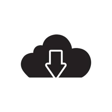 Cloud Download Icon In Flat Style Vector Icon For Apps, UI, Websites. Cloudy Stock Illustration