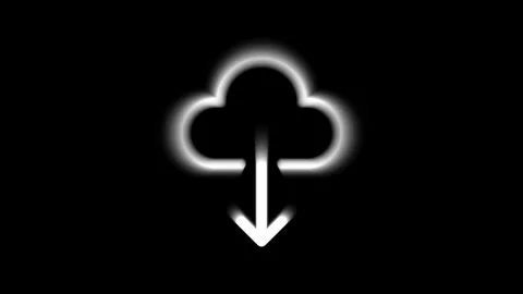 Cloud download icon glowing on black background, dynamic animated graphic f.. Stock Footage 336476148