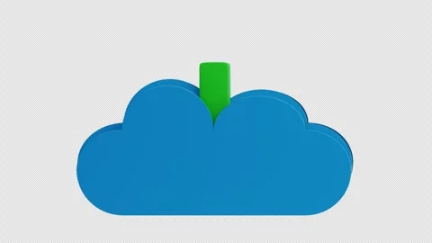Cloud download icon with green arrow 3d animation Stock Footage 318521981