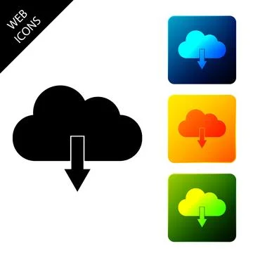 Cloud download icon isolated. Set icons colorful square buttons. Vector 스톡 일러스트