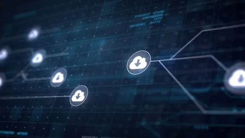 Cloud Download Icon Line Connection of Circuit Board Loop Animation 4K Stock Footage 70533710