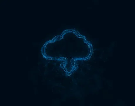 Cloud download icon with plexus effect. Connected lines with dots. Illustration Stock Illustration