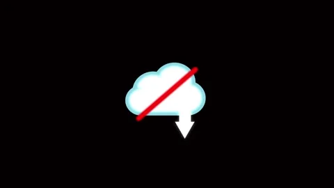 Cloud download icon with red slash on black background. Cloud download data.. Stock Footage 337130775