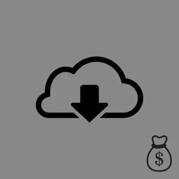 Cloud download icon stock vector illustration flat design Stock Illustration
