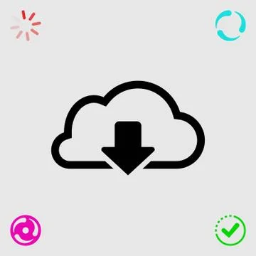 Cloud download icon stock vector illustration flat design Stock Illustration