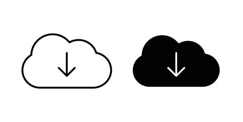 Cloud download icon. Style is flat and line symbol Stock Illustration
