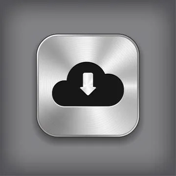 Cloud download icon - vector metal app button Illustrazione stock