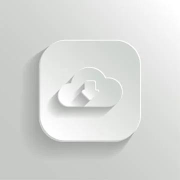 Cloud download icon - vector white app button Stock Illustration