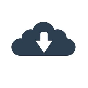 Cloud download icon on white background. Illustrazione stock