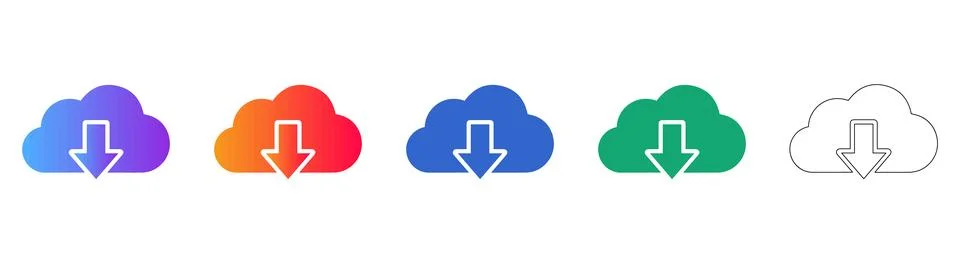 Cloud Download Interface Icon Collection イラスト素材