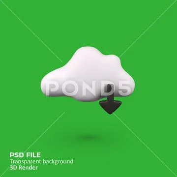 Cloud download isolated 3d render icon illustration PSD 템플릿