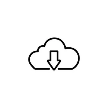 Cloud Download Line Icon In Flat Style Vector Icon For Apps, UI, Websites. Stock Illustration