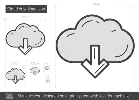 Cloud download line icon Illustrazione stock