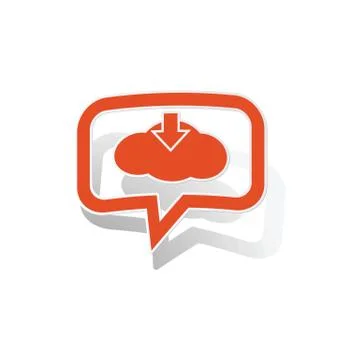 Cloud download message sticker, orange 库存插图