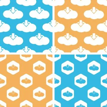 Cloud download pattern set, colored 스톡 일러스트