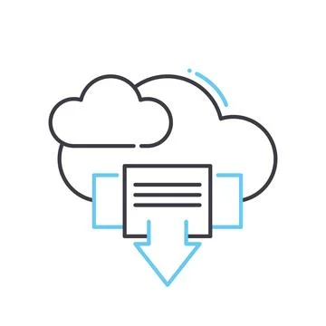 Cloud download process line icon, outline symbol, vector illustration, concept Stock Illustration