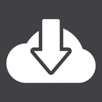 Cloud download solid icon, seo and website Stock Illustration