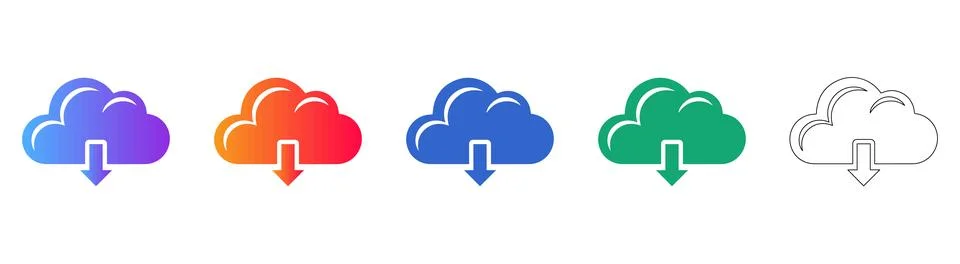 Cloud Download Sync Symbol Collection 스톡 일러스트