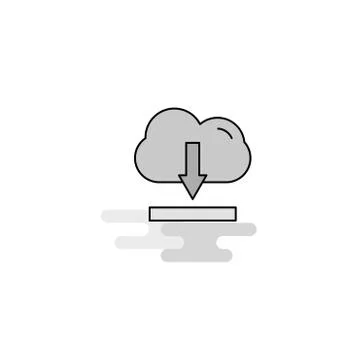 Cloud downloading  Web Icon. Flat Line Filled Gray Icon Vector Illustrazione stock